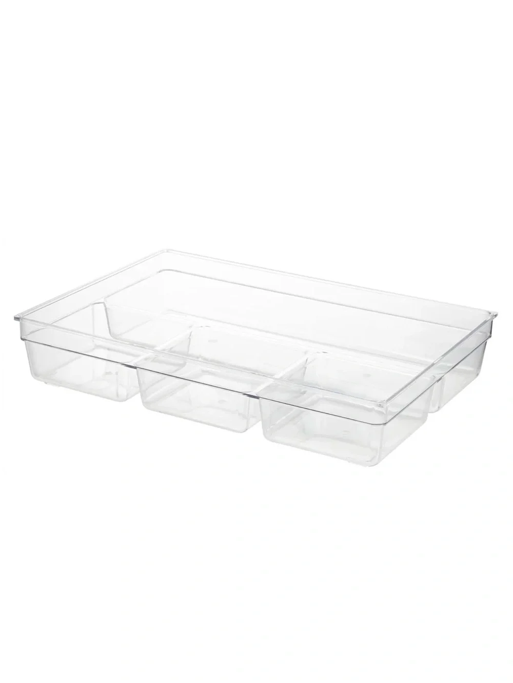 2 Pcs Acrylic Clear 4-Compartment Multifunction Drawer Storage Organizer Trays